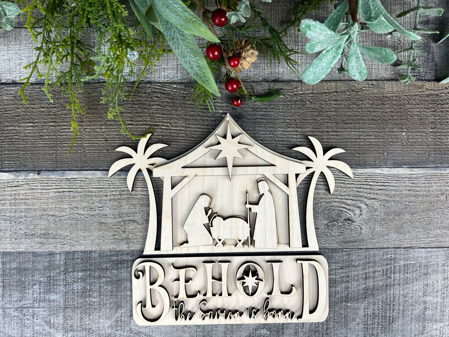 Behold Nativity Faith-Based DIY Attachment Pieces for the Jackie Interchangeable 12" Round Hanging Sign