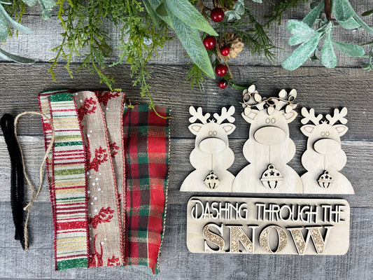 Christmas Reindeer DIY Attachment Pieces for the Jackie Interchangeable 12" Round Hanging Sign