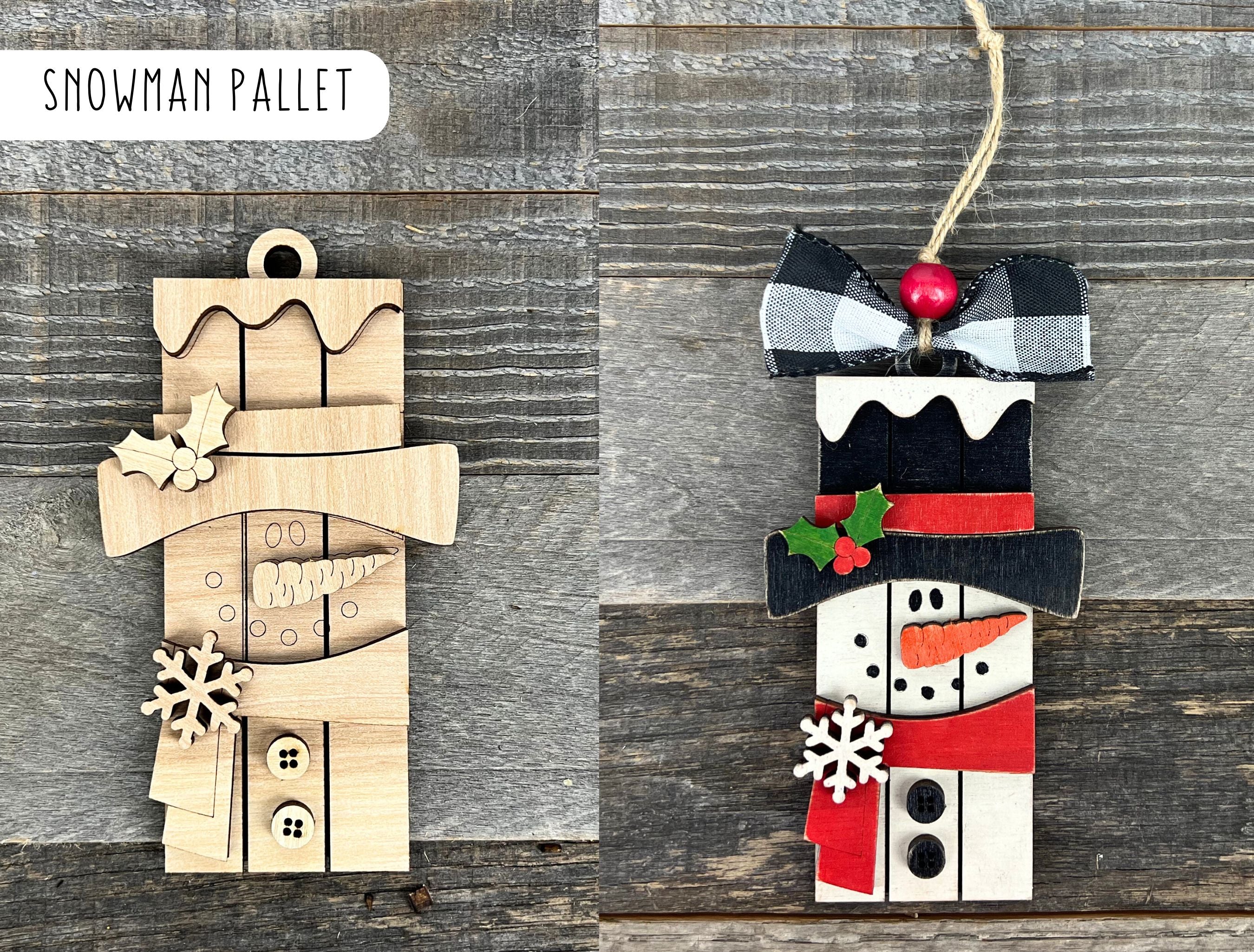 DIY Pallet Snowman Ornament Amy & Art Designs