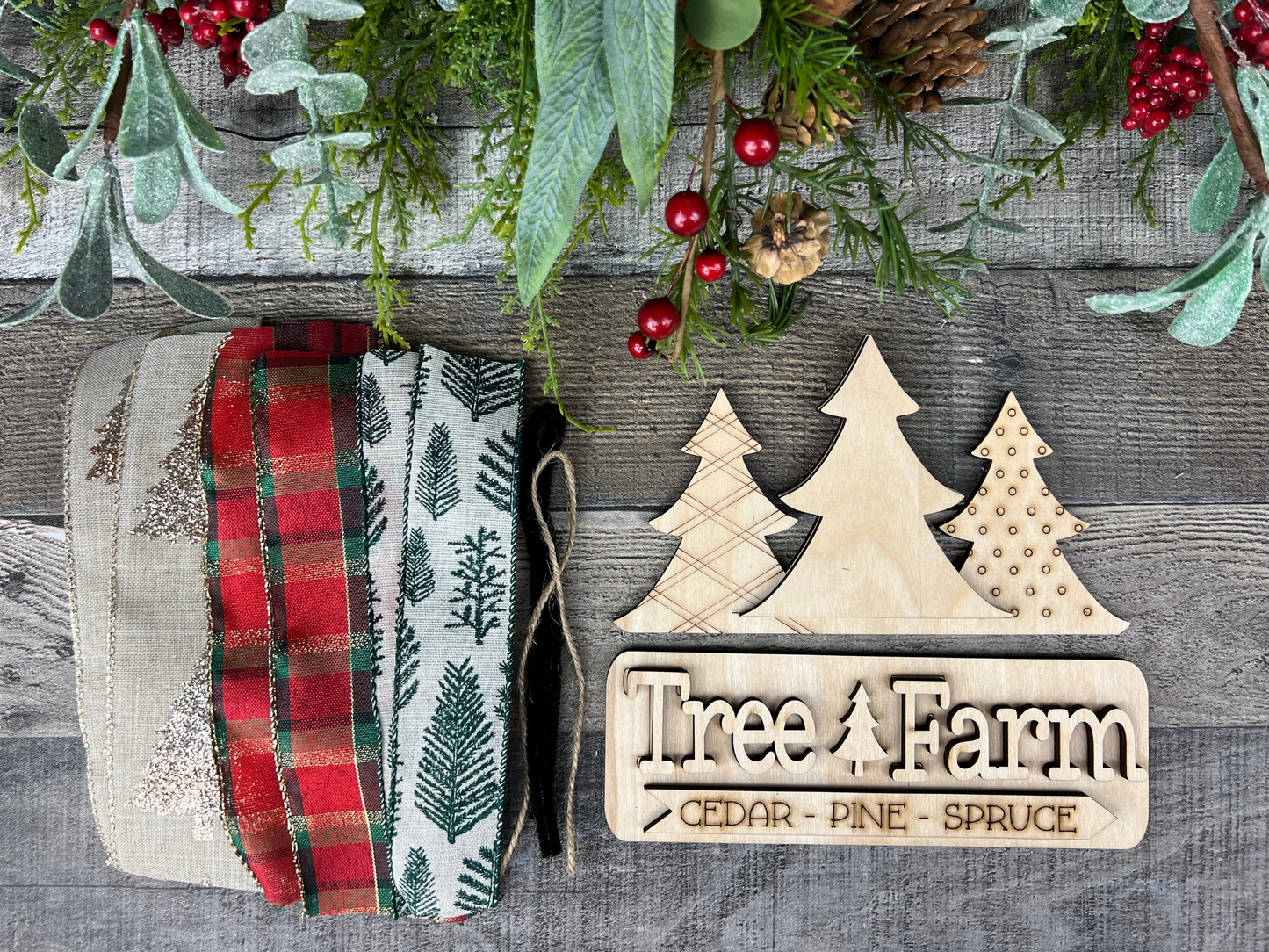Tree Farm Christmas DIY Attachment Pieces for the Jackie Interchangeable 12" Round Hanging Sign