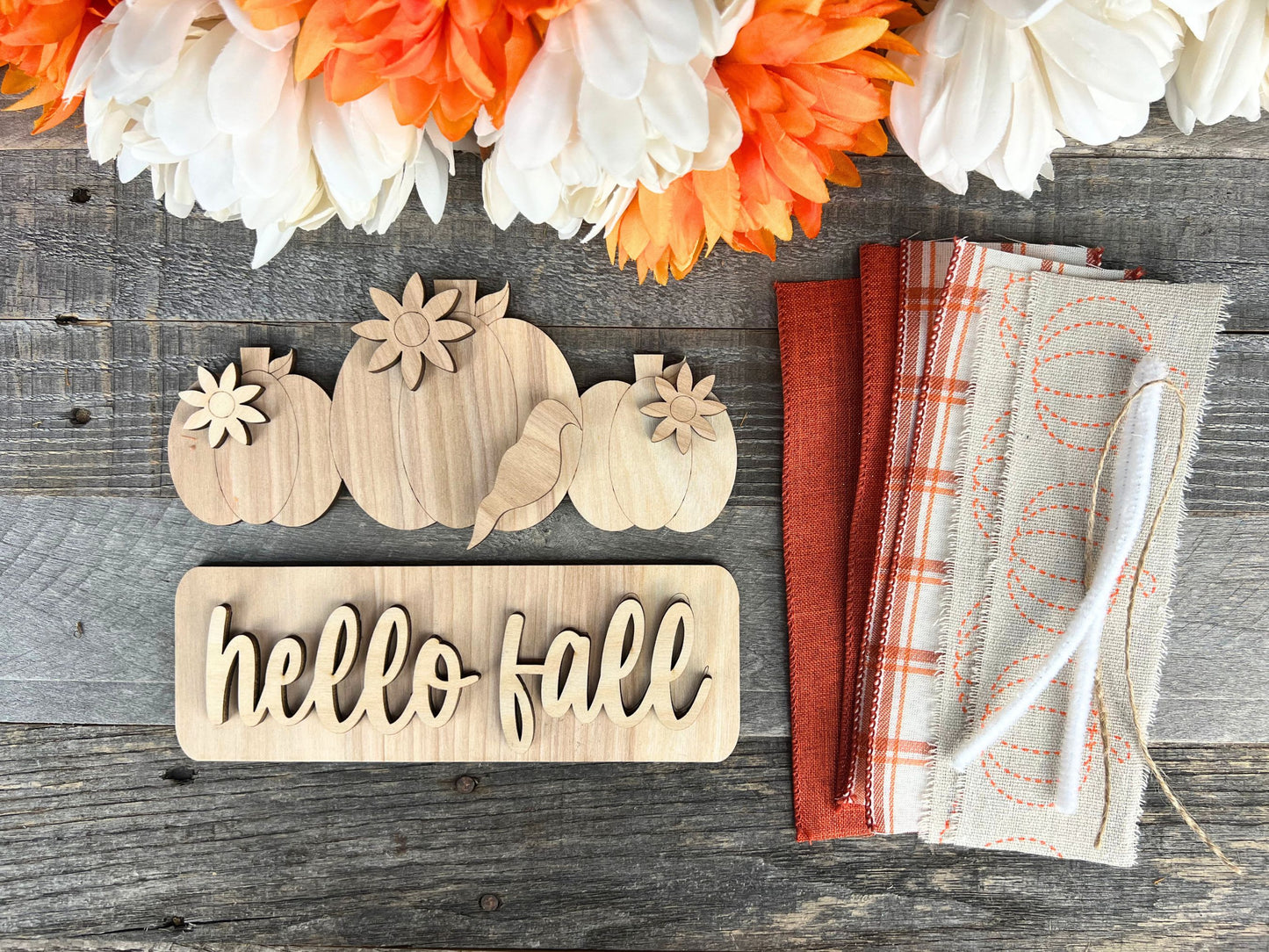 Hello Fall Pumpkin DIY Attachment Pieces for the Jackie Interchangeable 12" Round Hanging Sign
