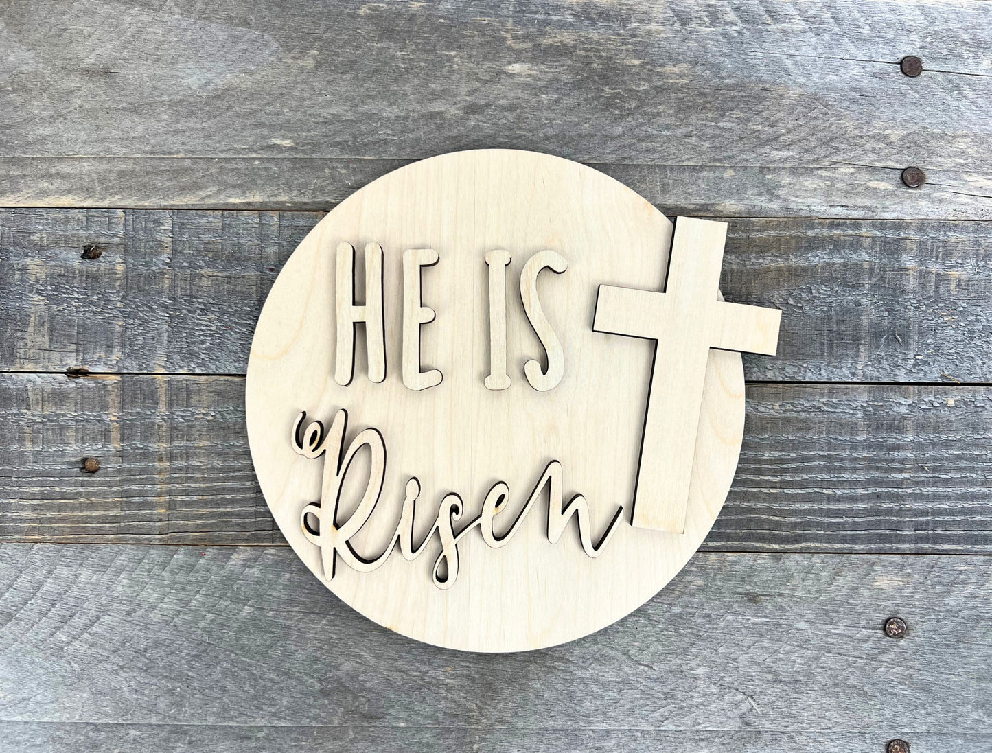 He is Risen Religious DIY Round Insert for The Emma Interchangeable Shelf Sitter