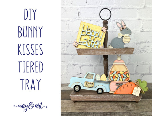 Bunny Kisses DIY Tiered Tray Easter Decor | Farmhouse Style Rustic DIY Craft Supplies
