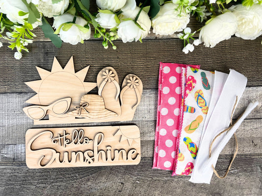 Summer Days 'Hello Sunshine' DIY Attachment Pieces for the Jackie Interchangeable 12" Round Hanging Sign