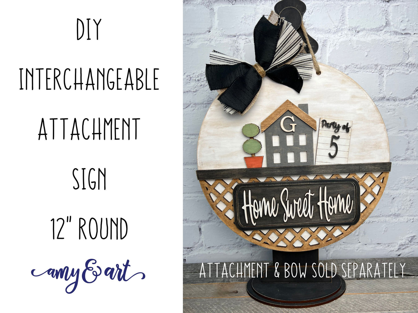 The Jackie Interchangeable DIY Farmhouse Style 12" Round Hanging Sign - Attachment Sign