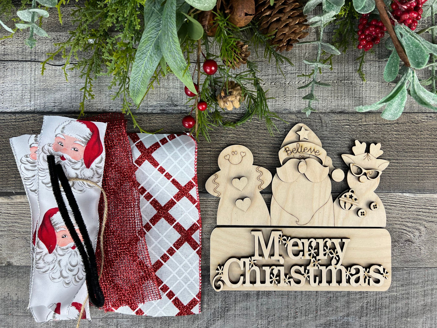 Merry Christmas DIY Attachment Pieces for the Jackie Interchangeable 12" Round Hanging Sign
