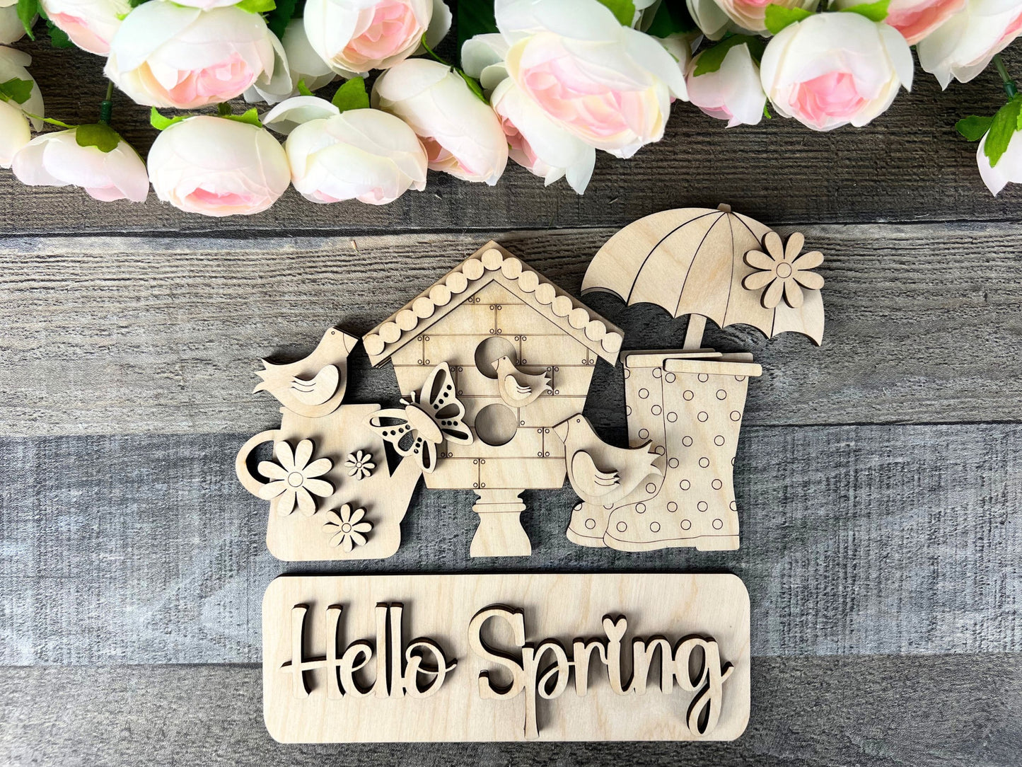 Hello Spring DIY Attachment Pieces for the Jackie Interchangeable 12" Round Hanging Sign