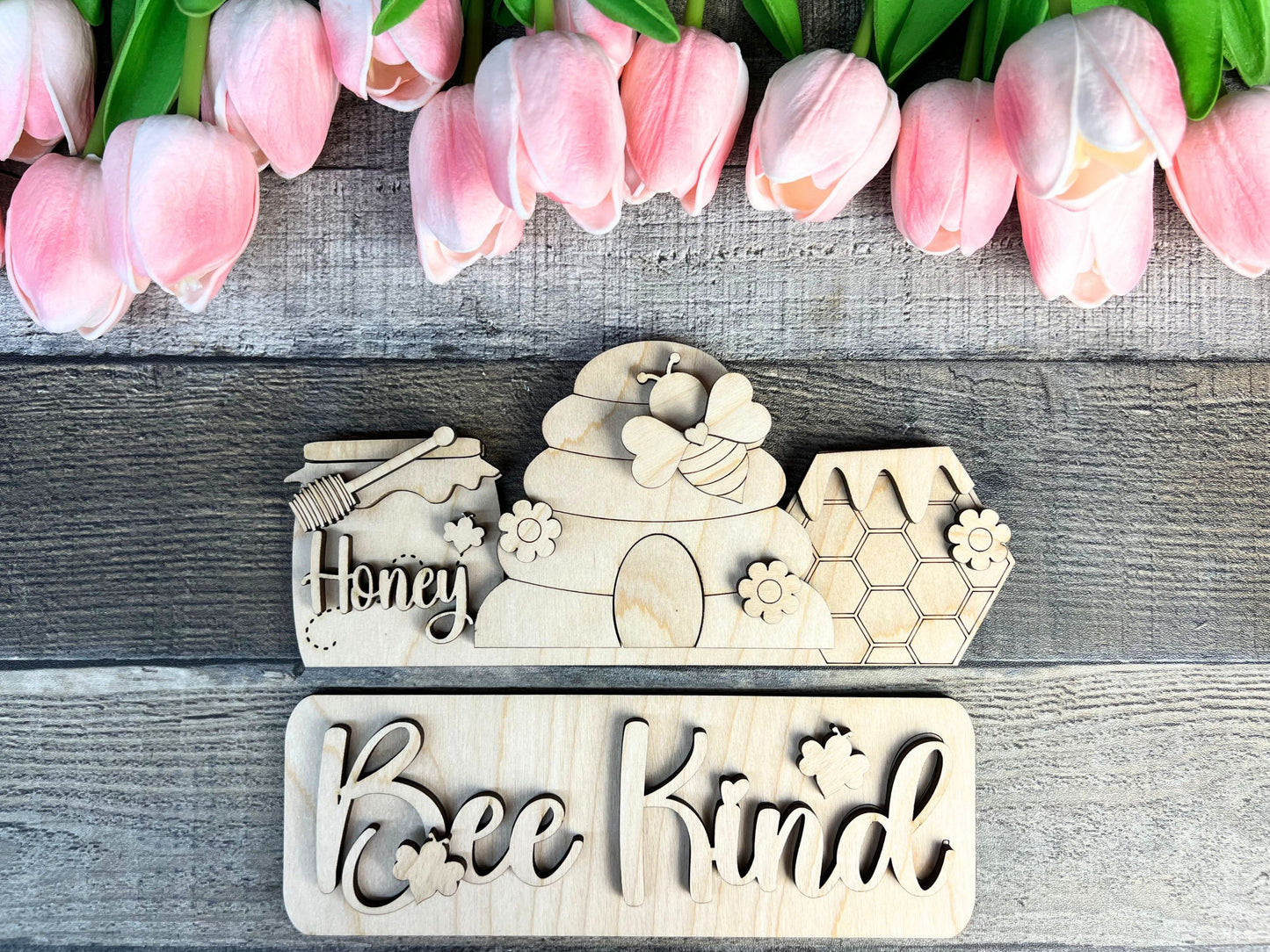 Bee Kind DIY Attachment Pieces for the Jackie Interchangeable 12" Round Hanging Sign