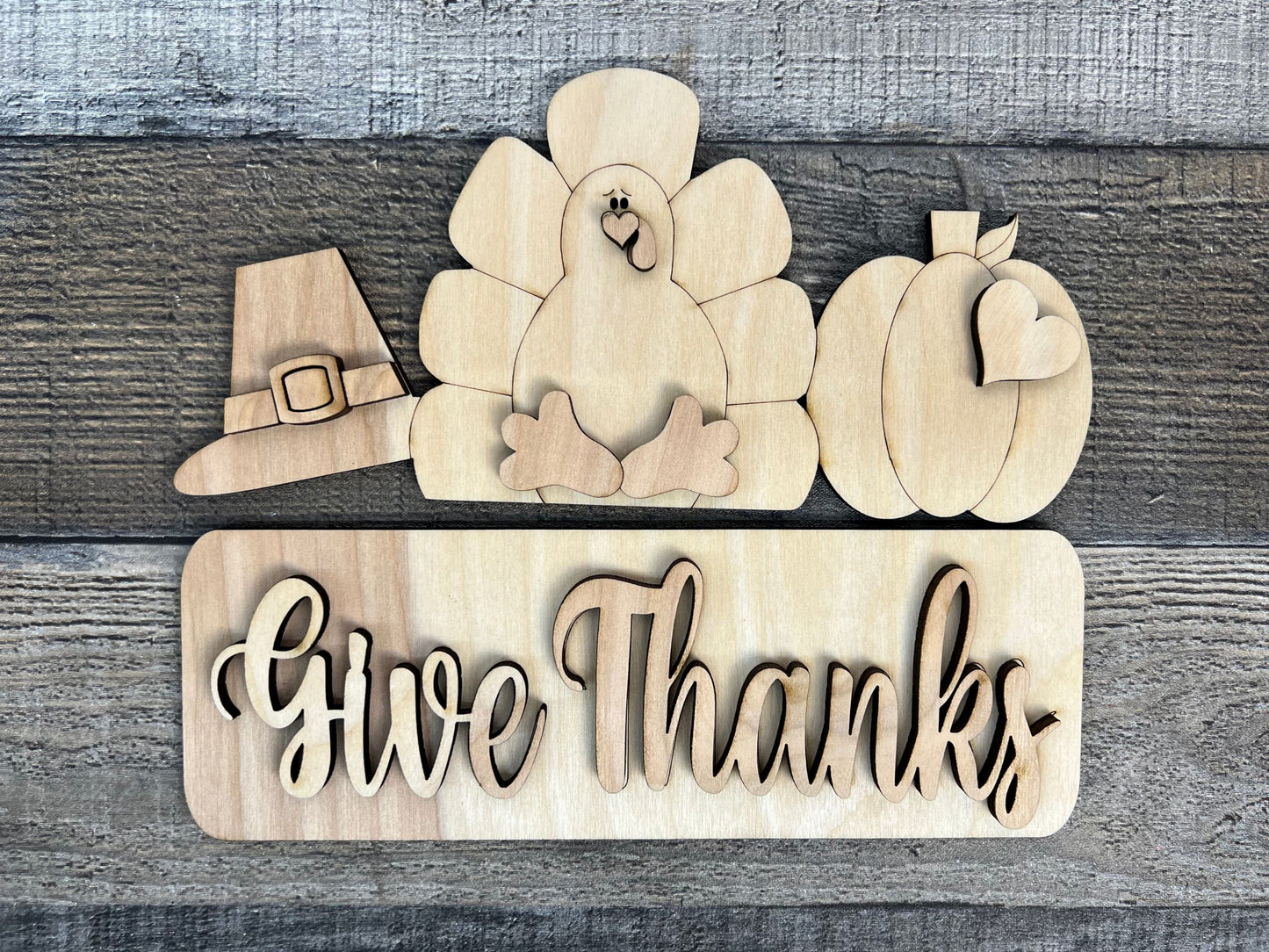 Give Thanks DIY Attachment Pieces for the Jackie Interchangeable 12" Round Hanging Sign