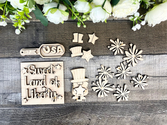 July 4th Patriotic Gumball Filler Set | DIY Mini-Sign Decorative Tray Set