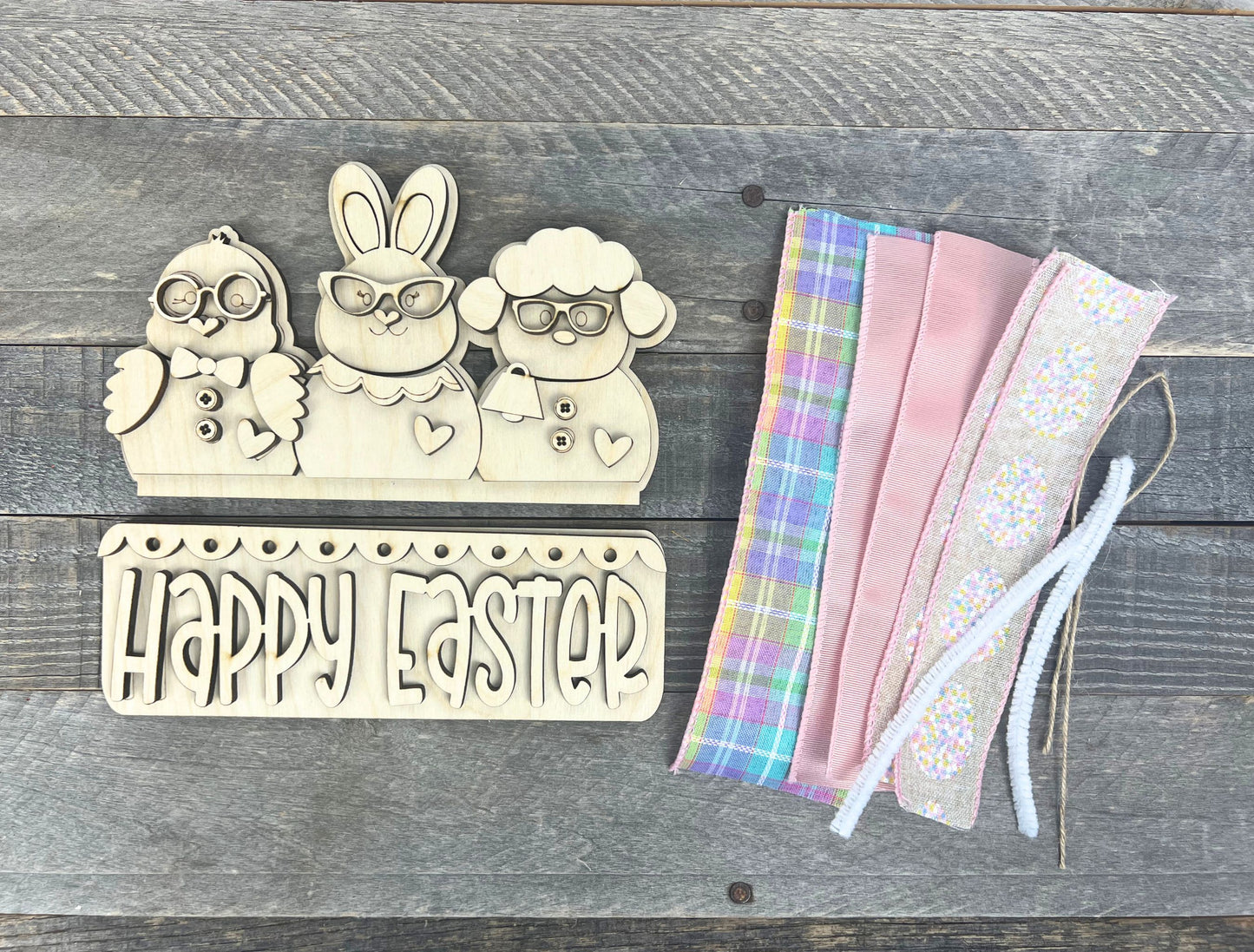 Easter Animal Friends Attachment Pieces for the Jackie Interchangeable 12" Round Hanging Sign