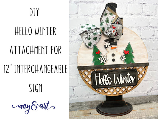 Hello Winter DIY Attachment Pieces for the Jackie Interchangeable 12" Round Hanging Sign