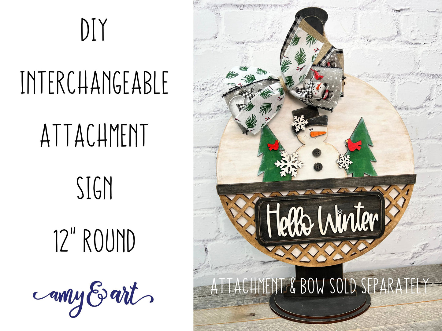 The Jackie Interchangeable DIY Farmhouse Style 12" Round Hanging Sign - Attachment Sign