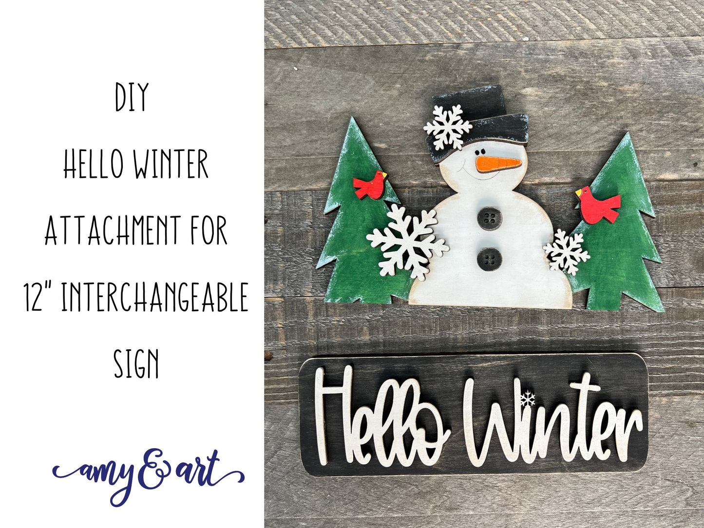 Hello Winter DIY Attachment Pieces for the Jackie Interchangeable 12" Round Hanging Sign