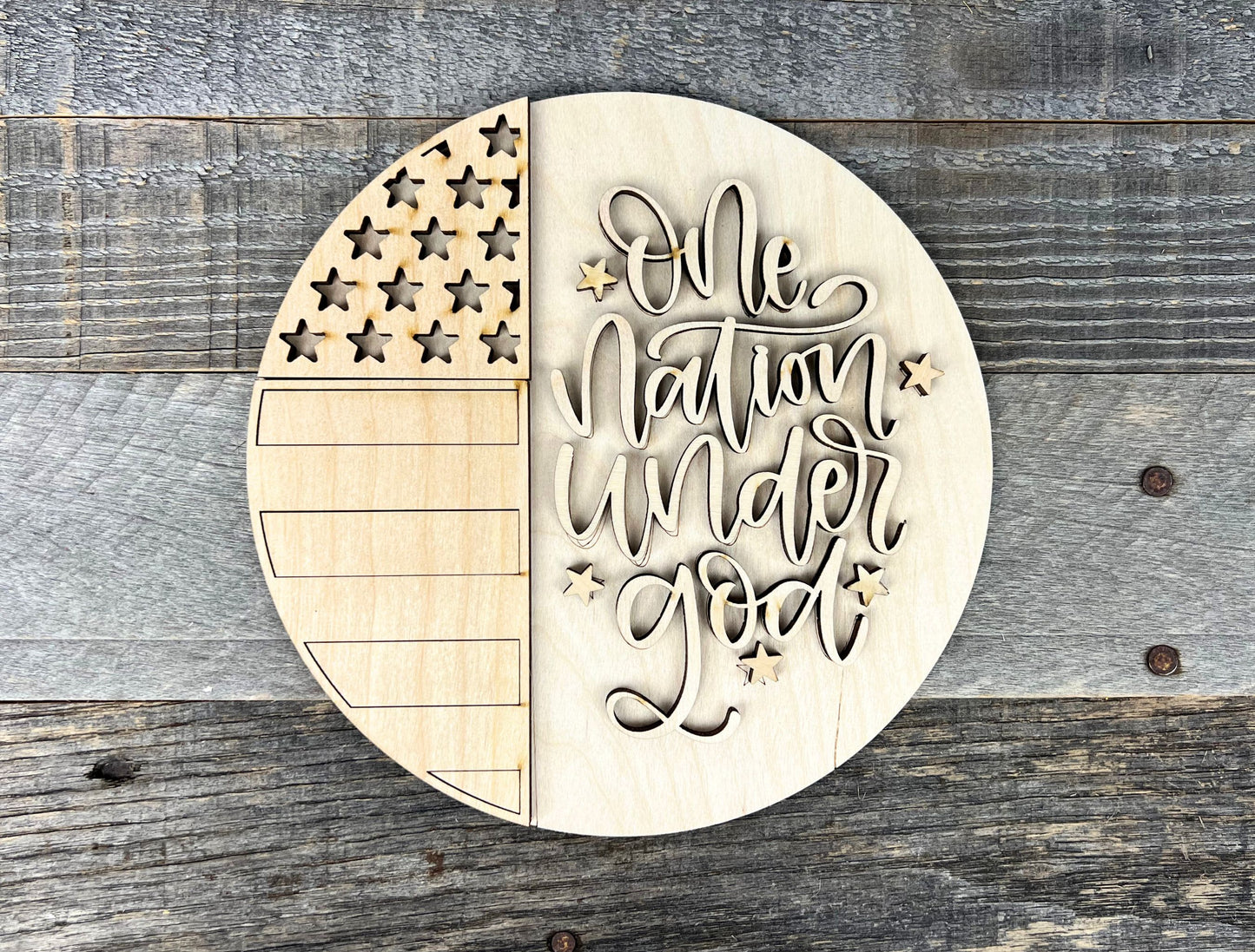 One Nation Under God DIY Round Insert for The Emma Interchangeable Shelf Sitter