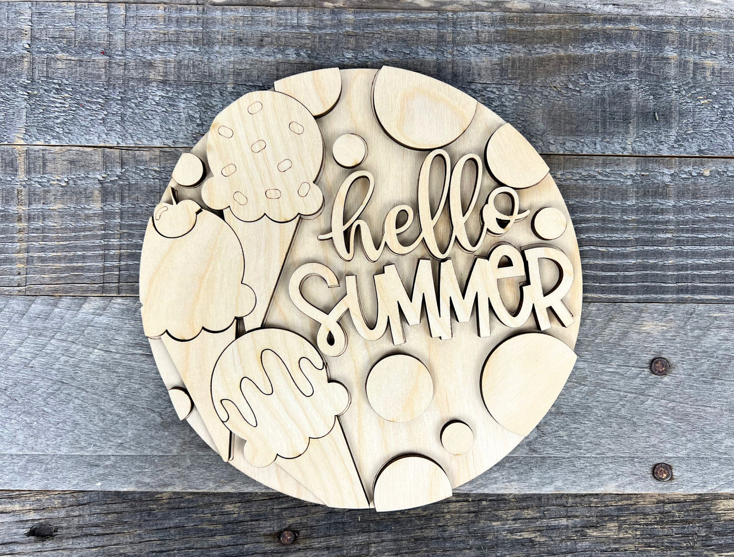 Hello Summer Ice Cream DIY Round Insert for The Emma Interchangeable Shelf Sitter