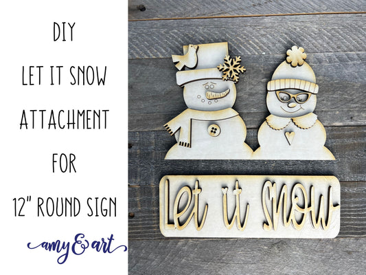 Let it Snow DIY Attachment Pieces for the Jackie Interchangeable 12" Round Hanging Sign