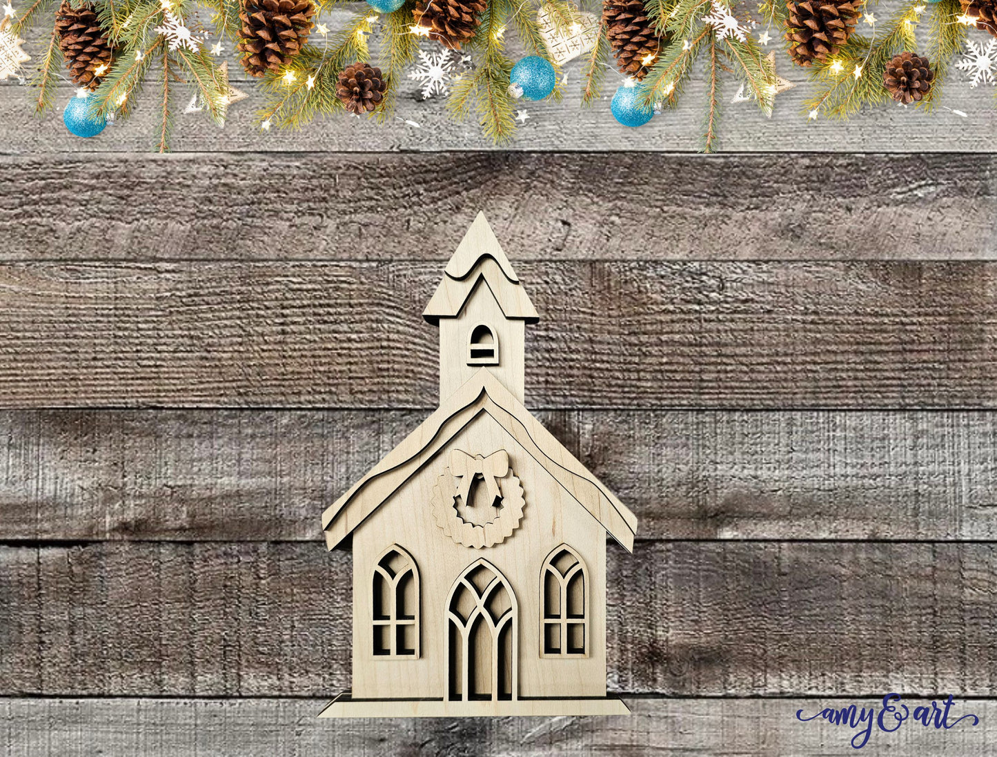 Christmas Village DIY Shelf Sitter Set | Farmhouse Style Decor