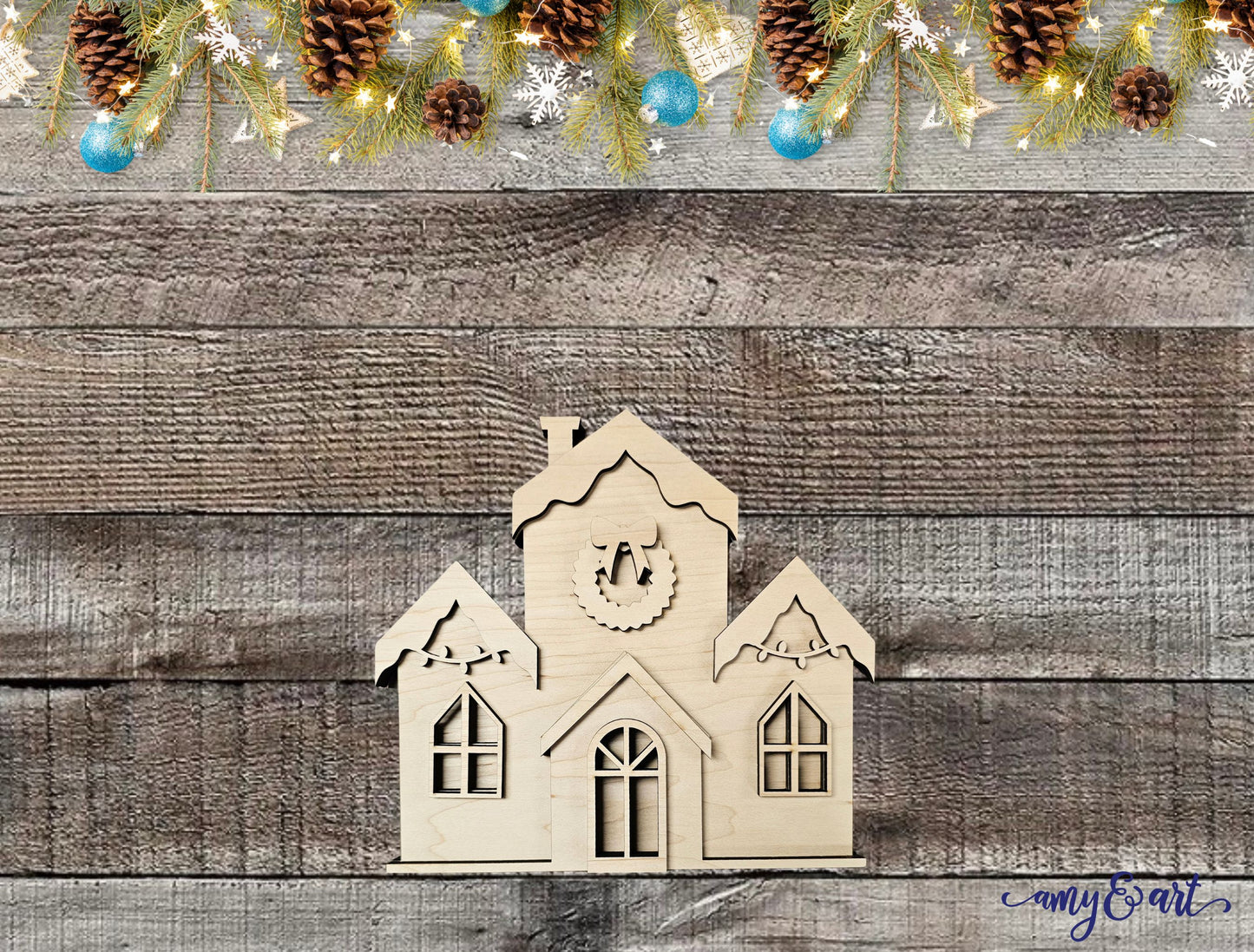 Christmas Village DIY Shelf Sitter Set | Farmhouse Style Decor