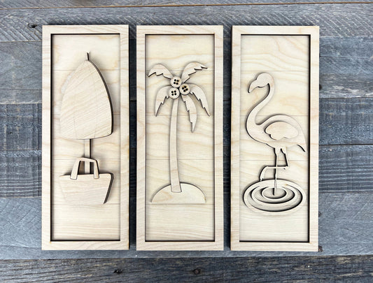 Summertime Shelf Leaner Trio - DIY Wood Cutout Kit