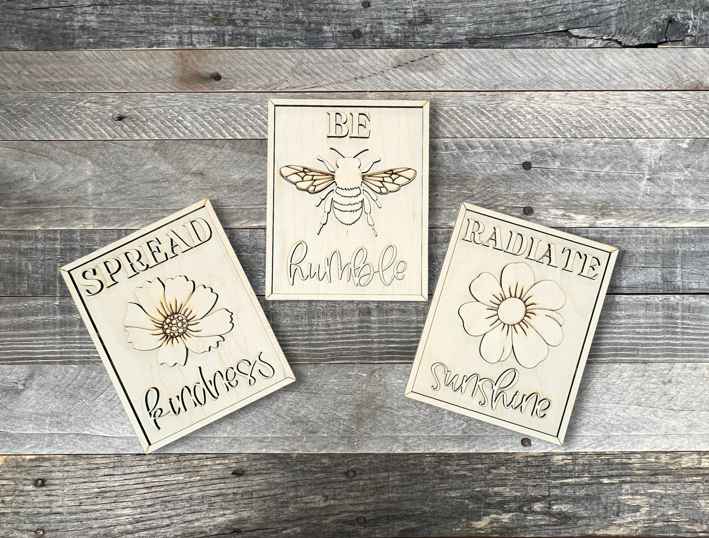 Bee Themed Mini-Signs - DIY Wood Cutout Kit