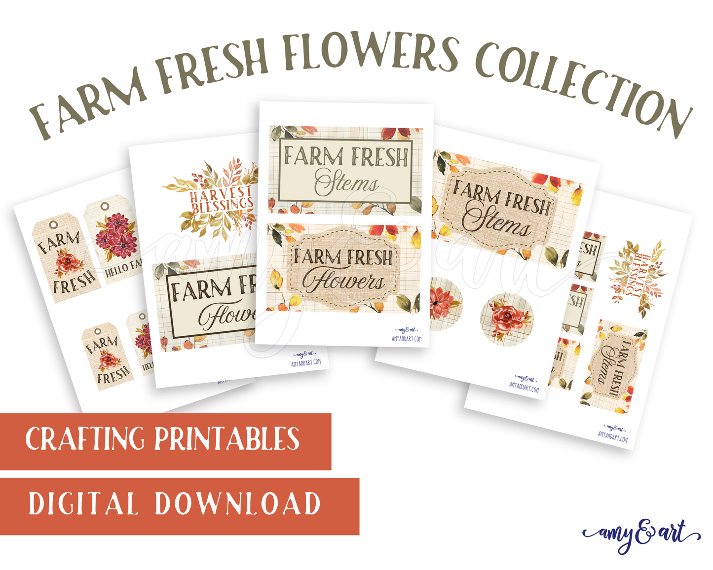 Farm Fresh Fall Flowers Printable Bundle | DIY Digital Download
