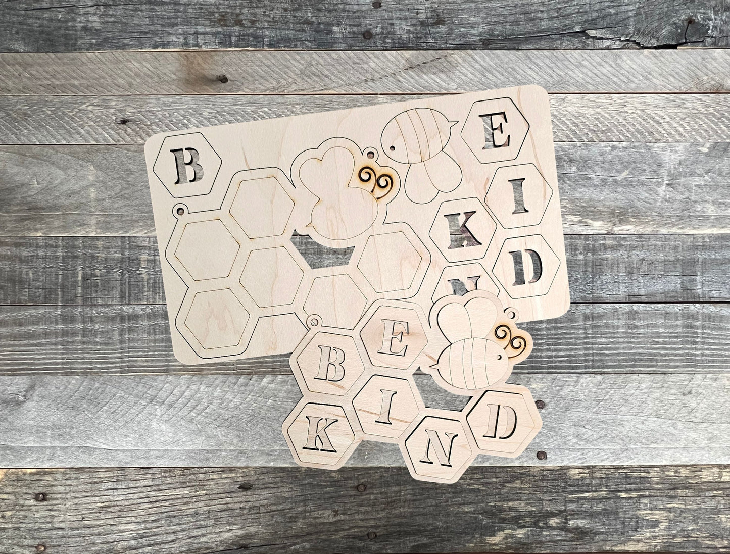 Kid's Bee Kind Hanging Sign - DIY Wood Cutout Craft Kit