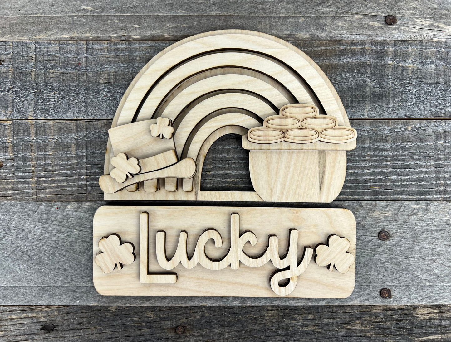 St. Patrick's Day Lucky Rainbow DIY Attachment pieces for the Jackie Interchangeable 12" Round Hanging Sign