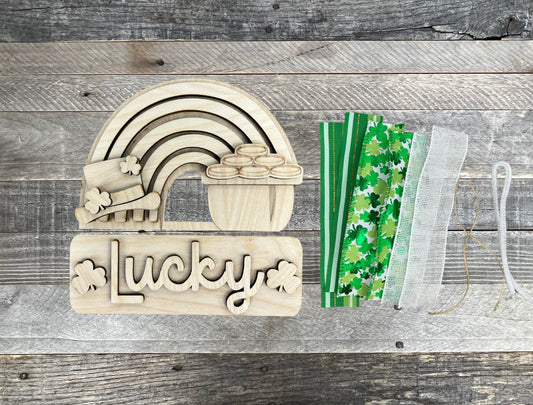 St. Patrick's Day Lucky Rainbow DIY Attachment pieces for the Jackie Interchangeable 12" Round Hanging Sign