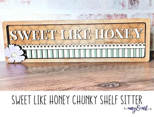 Sweet Like Honey Bee Themed Chunky Shelf Sitter - DIY Wood Cutout Kit