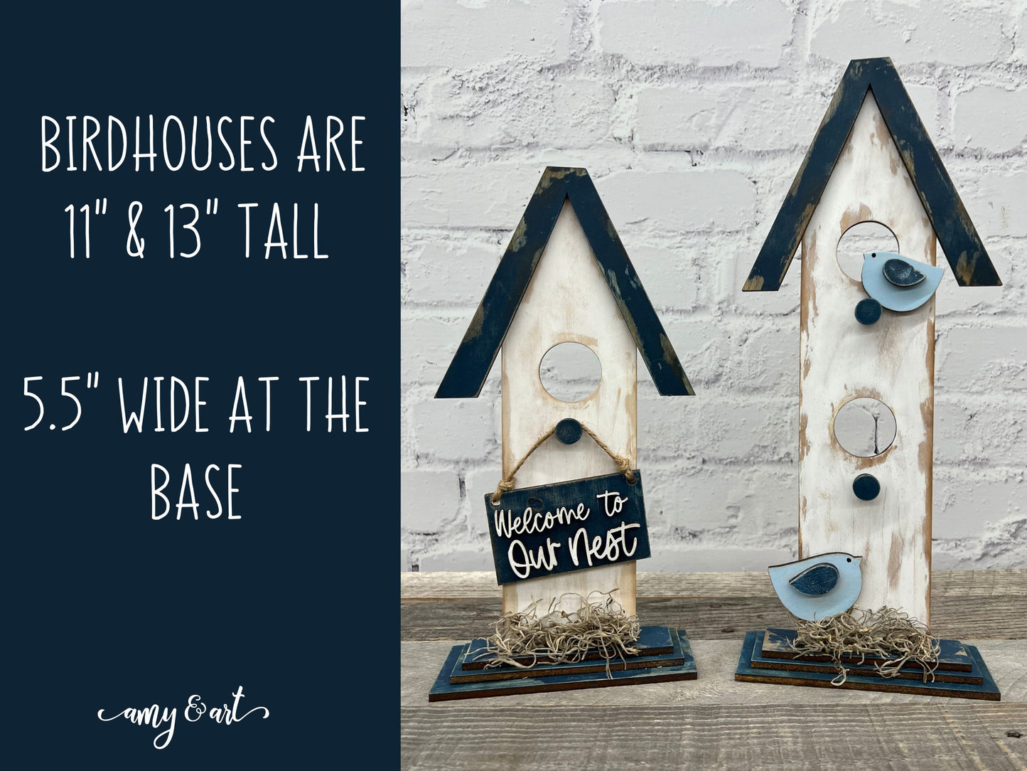 Birdhouse Duo DIY Shelf Sitter | Spring Farmhouse Style Home Decor Wood Cutout Kit