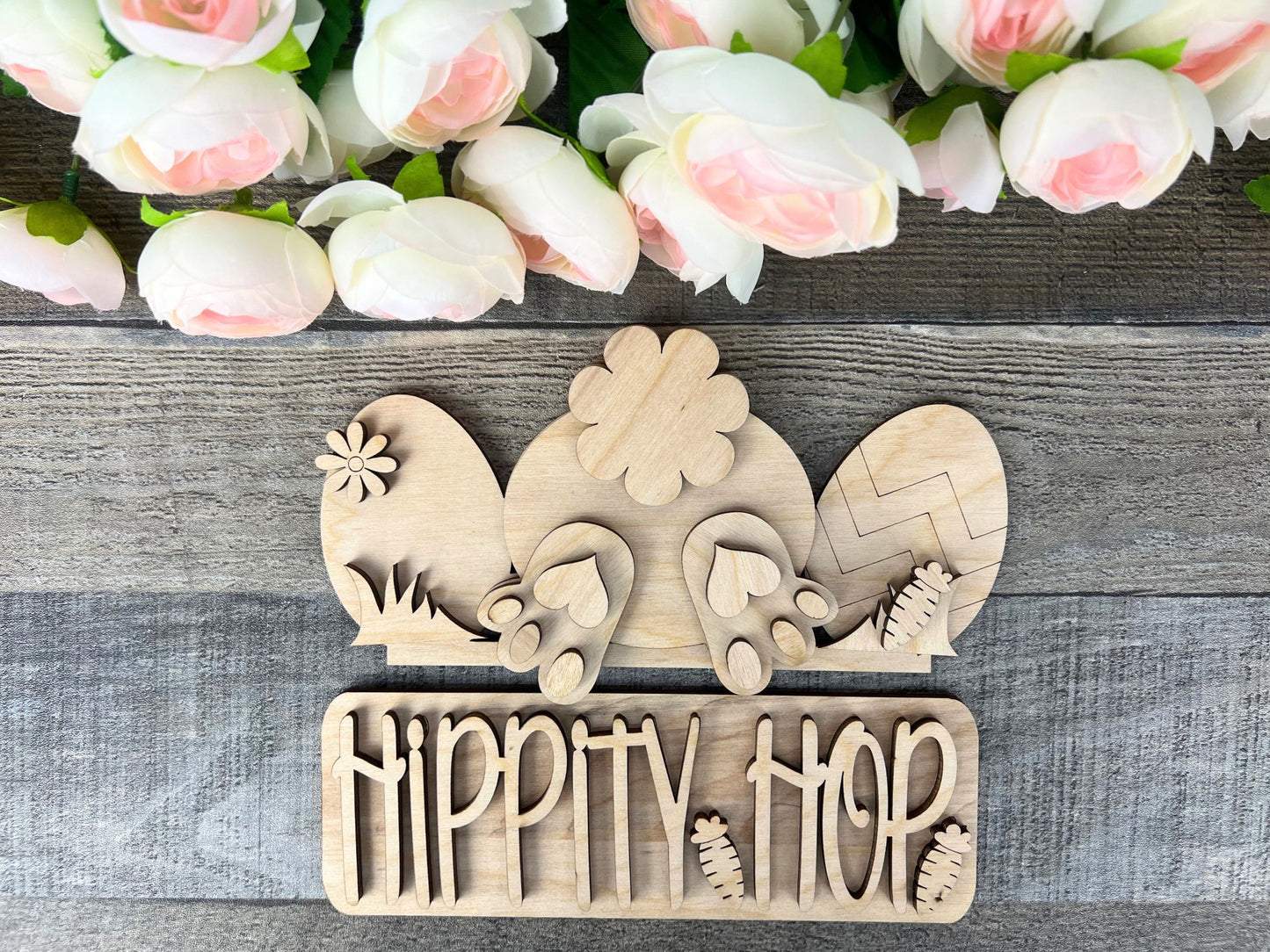 Easter Bunny Butt DIY Attachment Pieces for Interchangeable Farmhouse Style 12" Round Sign