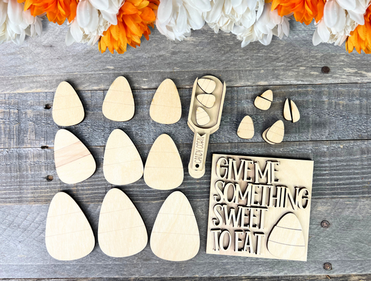 DIY Candy Corn Themed Gumball Filler Set | Halloween Bowl Filler and Scoop Decorative Tray Set