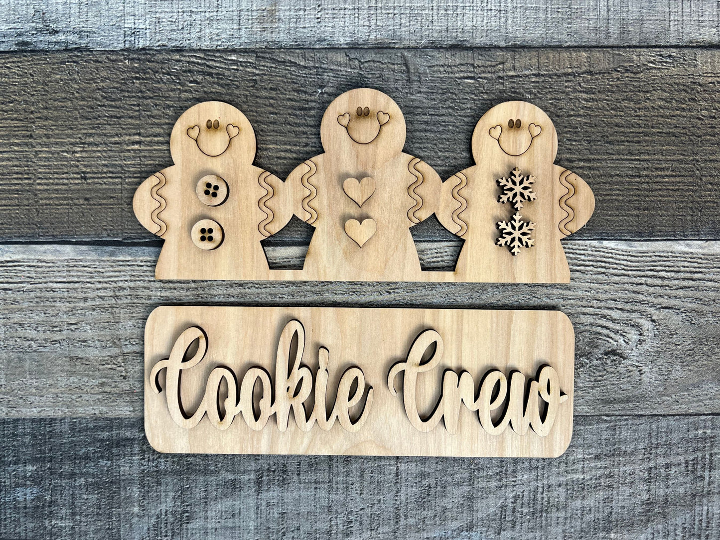 Gingerbread Cookie Crew DIY Attachment Pieces for Interchangeable Farmhouse Style 12" Round Sign