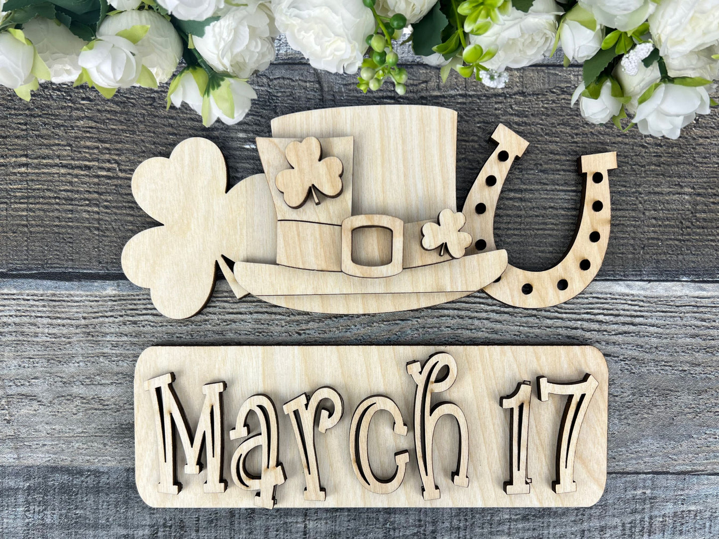 St. Patrick's Day DIY Attachment Pieces for Interchangeable Farmhouse Style 12" Round Sign