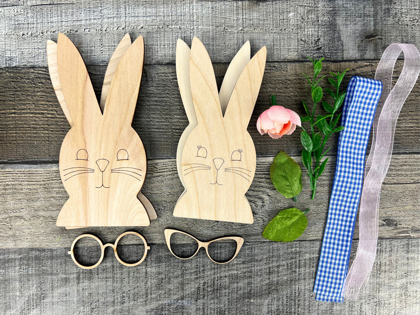 Nerdy Bunny Boy & Girl Shelf Sitters | DIY Spring and Easter Home Decor