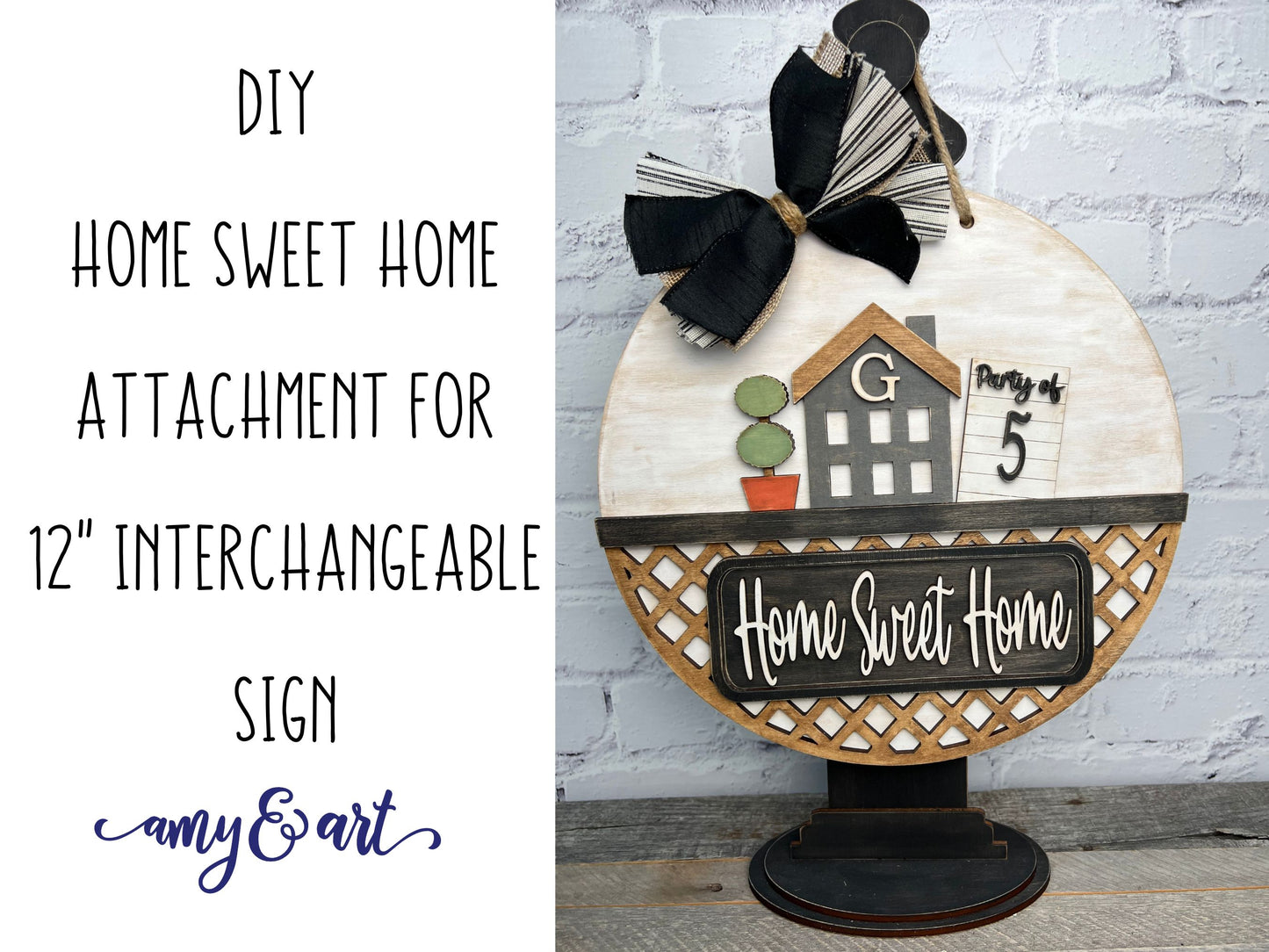 Home Sweet Home DIY Attachment Pieces for Interchangeable Farmhouse Style 12" Round Sign