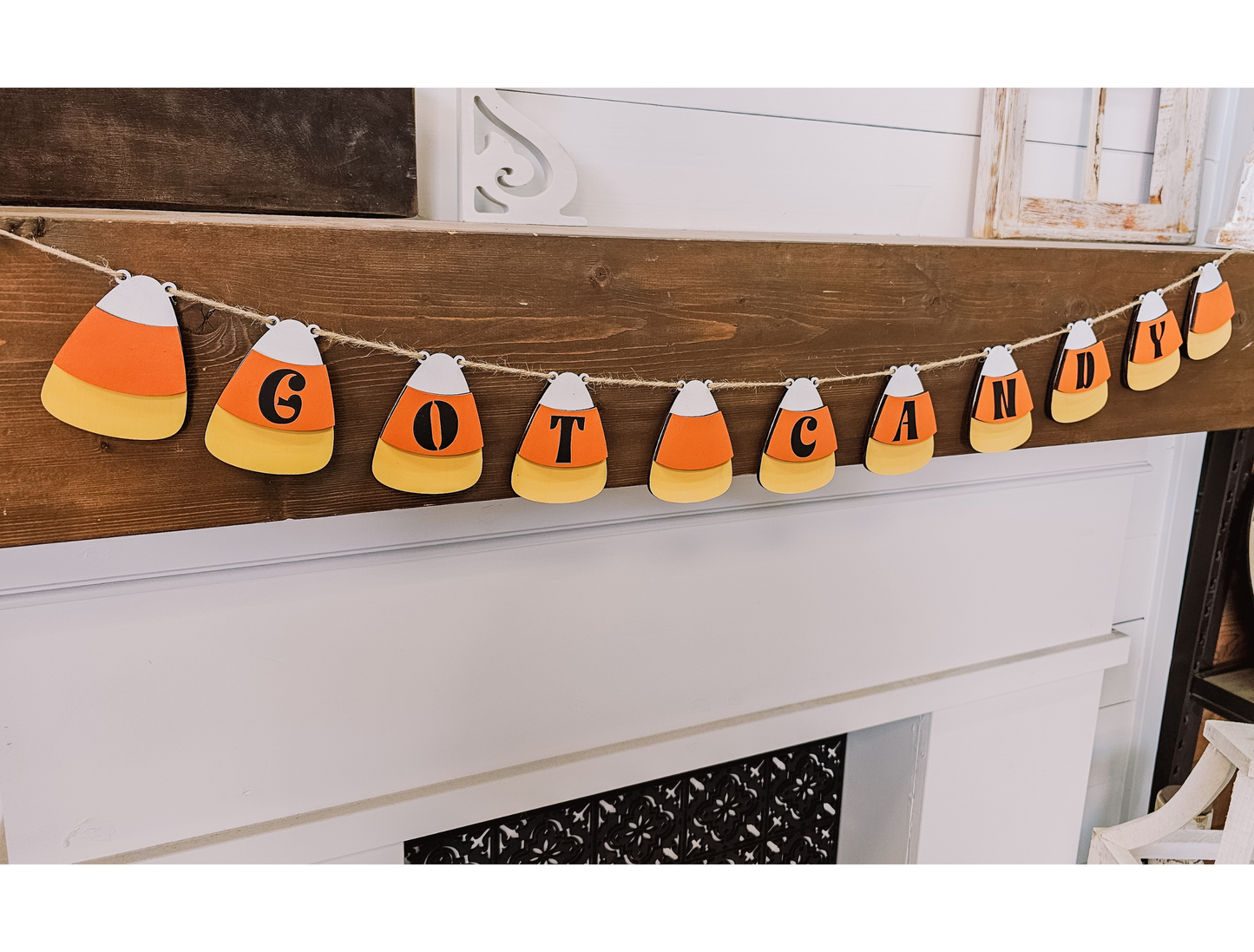 Candy Corn DIY Mantel Garland | Farmhouse Style Halloween Banner Decor