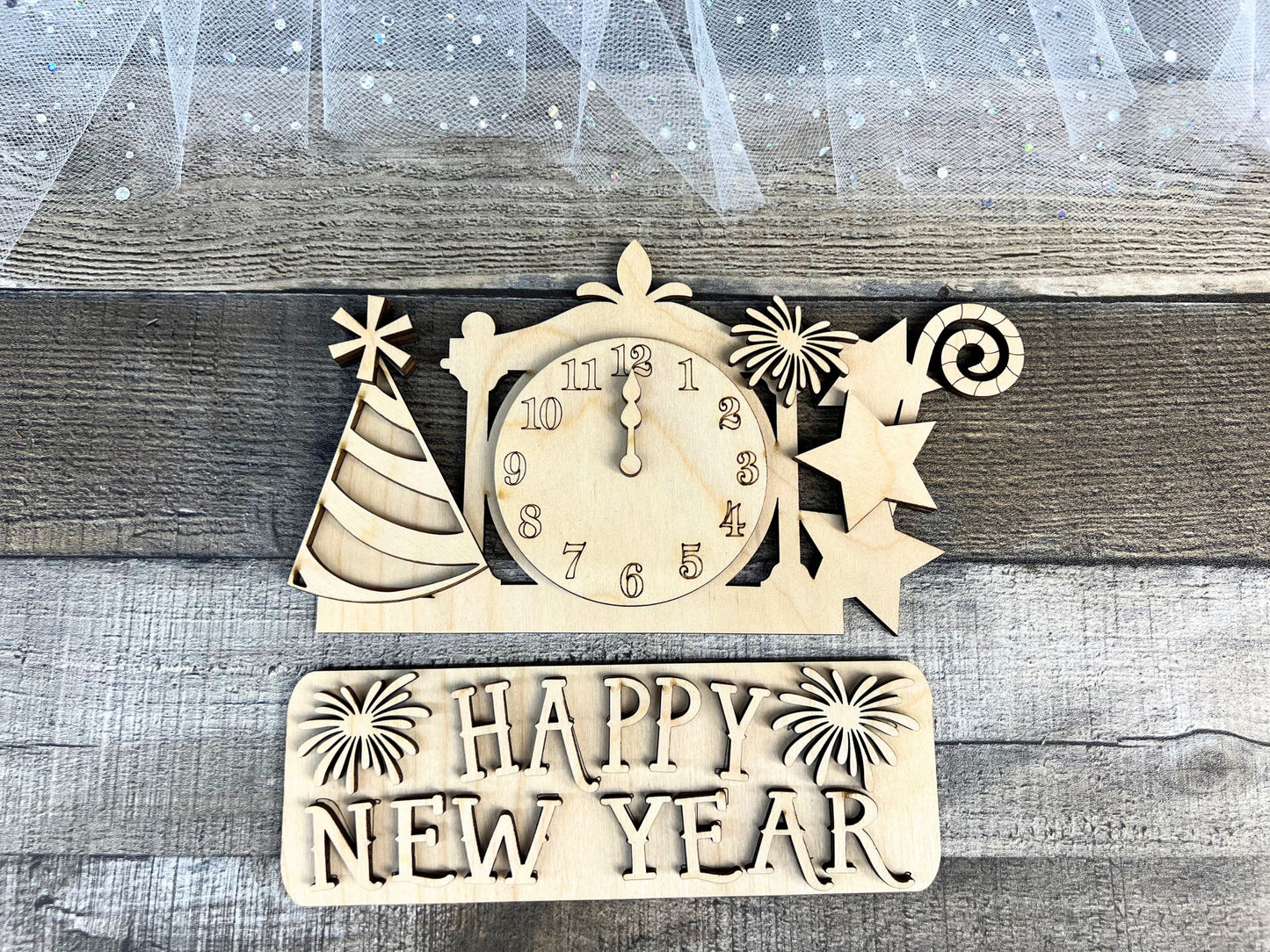 New Year's Eve DIY Attachment Pieces for Interchangeable Farmhouse Style 12" Round Sign