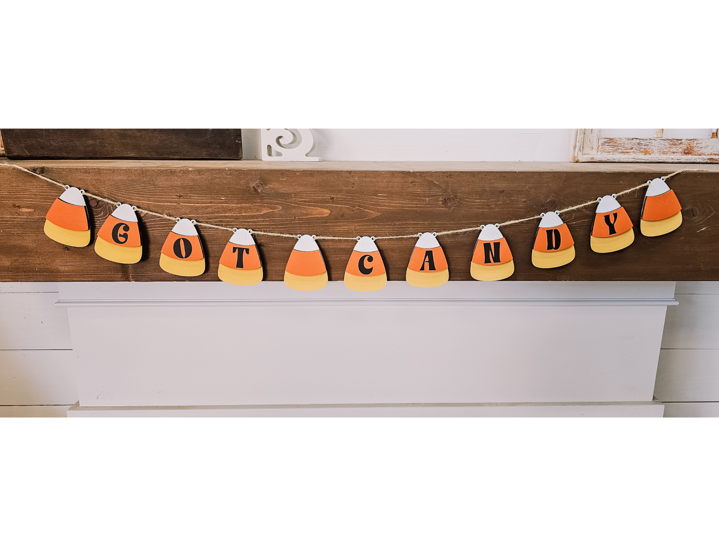 Candy Corn DIY Mantel Garland | Farmhouse Style Halloween Banner Decor