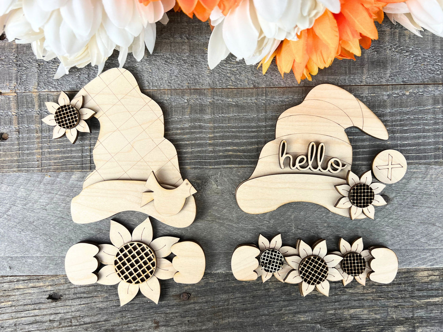 DIY Sunflower Gnome Hands | Summer and Fall Attachments for Interchangeable Gnome Shelf Sitter Sign