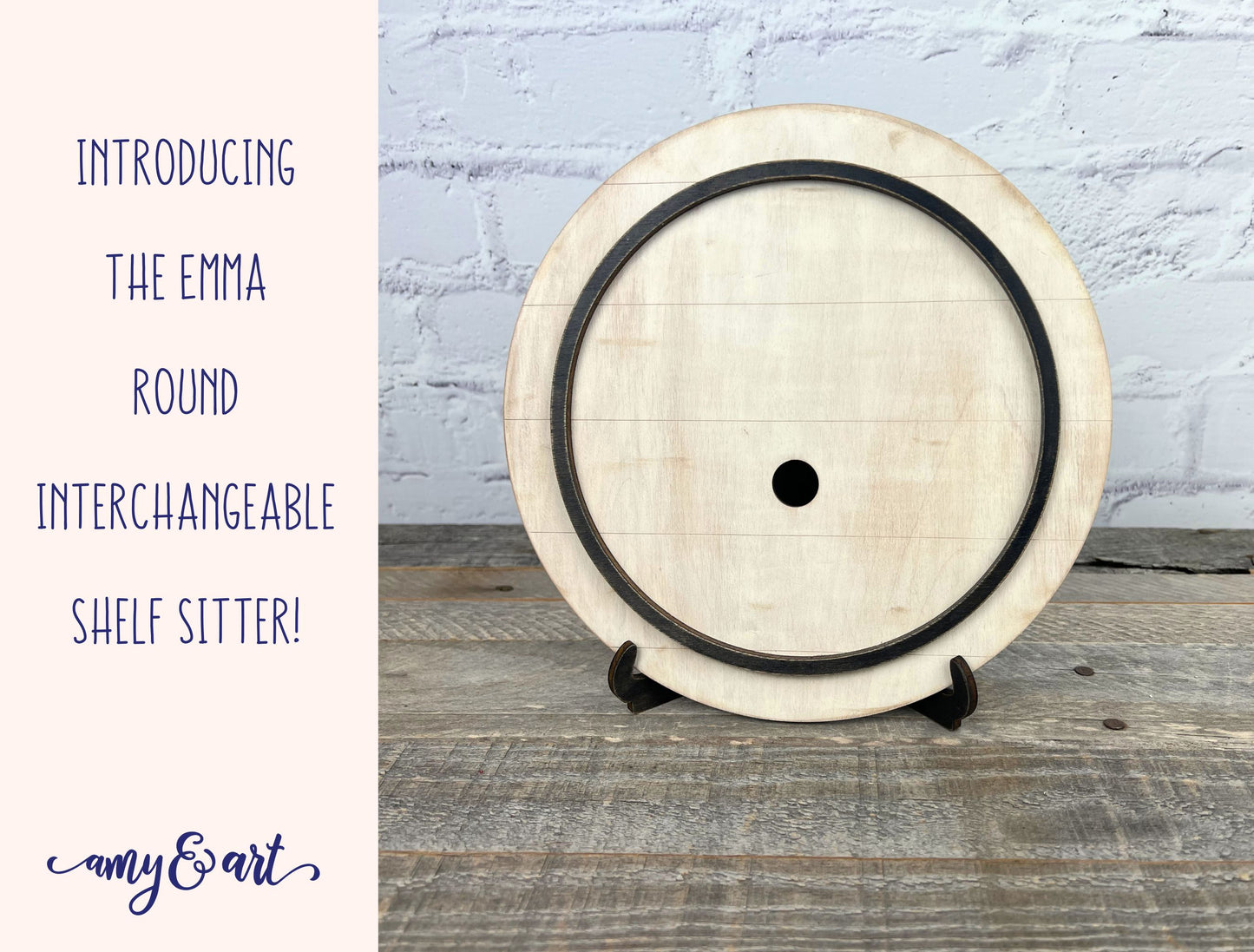 The Emma Round Interchangeable Shelf Sitter Sign | DIY Attachment Sign