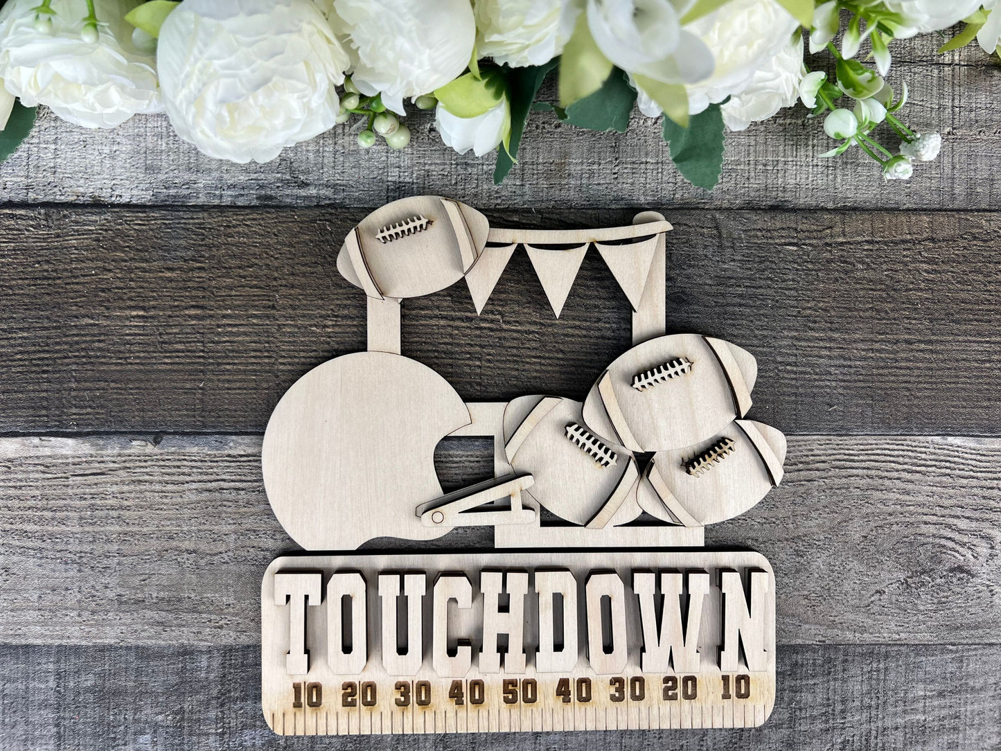 Football Touchdown DIY Attachment Pieces for Interchangeable Farmhouse Style 12" Round Sign