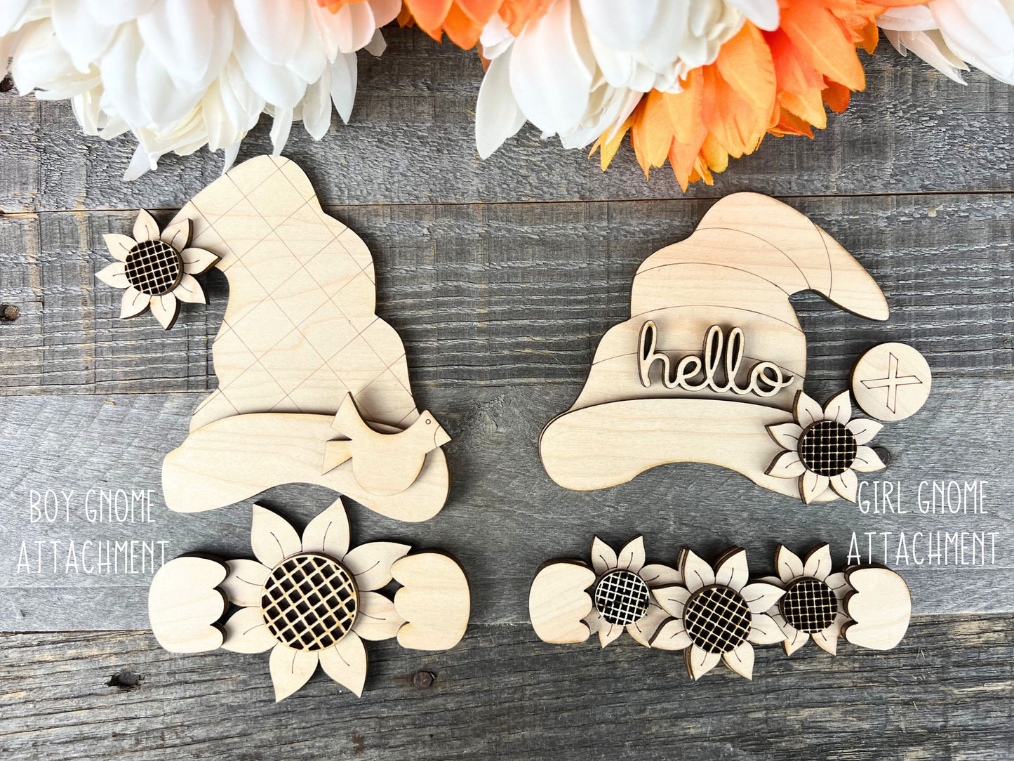 DIY Sunflower Gnome Hands | Summer and Fall Attachments for Interchangeable Gnome Shelf Sitter Sign