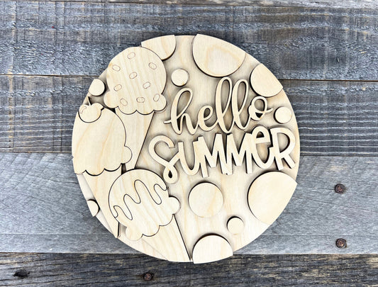 Hello Summer Ice Cream DIY Round Insert for The Emma Interchangeable Shelf Sitter