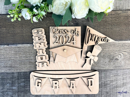 Graduation Class of 2024 DIY Attachment Pieces for the Jackie Interchangeable 12" Round Hanging Sign