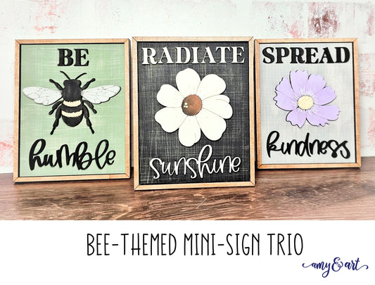 Bee Themed Mini-Signs - DIY Wood Cutout Kit