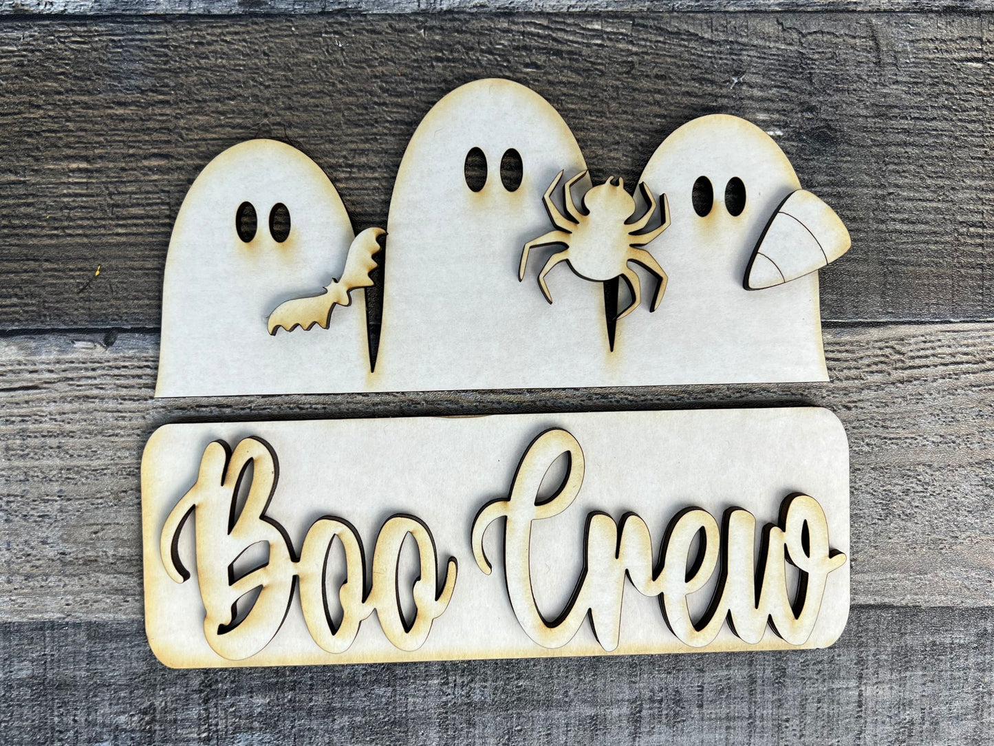 Boo Crew Halloween DIY Attachment Pieces for Interchangeable Farmhouse Style 12" Round Sign