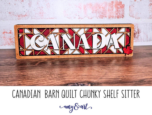 Canadian Barn Quilt Chunky Shelf Sitter | DIY Farmhouse Style Decor