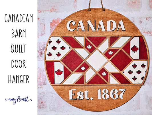 Canadian Barn Quilt Door Hanger| DIY Farmhouse Style Decor
